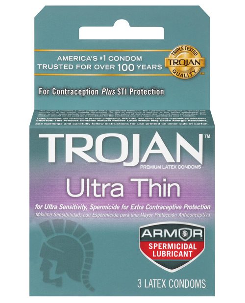 Trojan Ultra Thin Armor Spermicidal - Box Of 3 | XXXToyz-R-Us.com