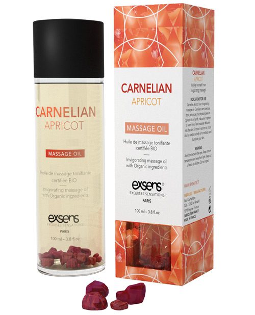 Exsens Of Paris Organic Massage Oil W/stones - Carnelian Apricot | XXXToyz-R-Us.com