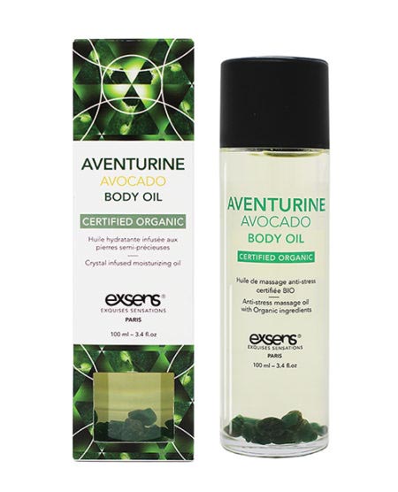 Exsens Of Paris Organic Body Oil W/stones - Adventurine Avocado 100 Ml