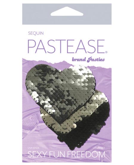 Pastease Premium Color Changing Flip Sequins Heart - Slate/black O/s | XXXToyz-R-Us.com