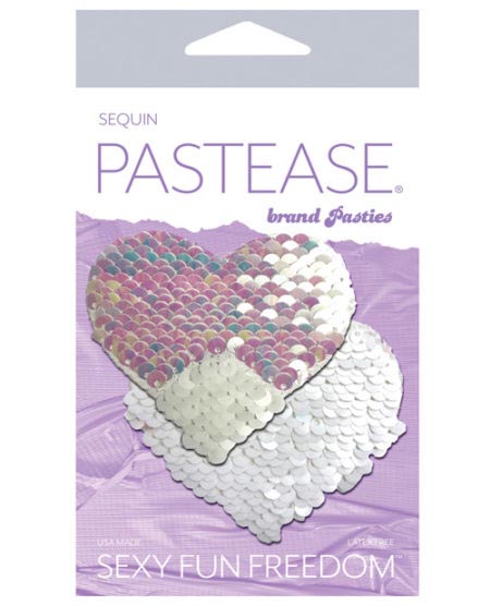 Pastease Premium Color Changing Flip Sequins Heart - Pearl/white O/s | XXXToyz-R-Us.com