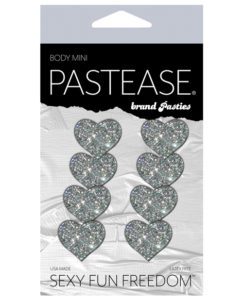 Pastease Premium Mini Glitter Hearts - Silver Pack Of 8