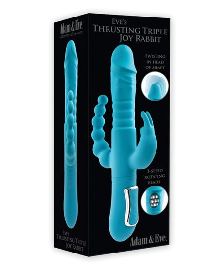 Adam & Eve Eve's Thrusting Triple Joy Rabbit - Teal | XXXToyz-R-Us.com