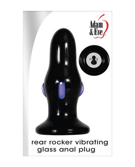 Adam & Eve Rear Rocker Vibrating Glass Anal Plug - Black | XXXToyz-R-Us.com