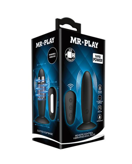 Mr.play Remote Control Vibrating Plug - Black