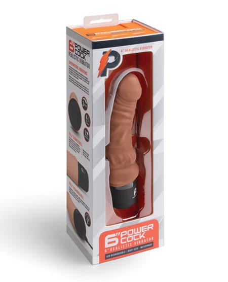 Powercocks 6" Realistic Vibrator - Mocha