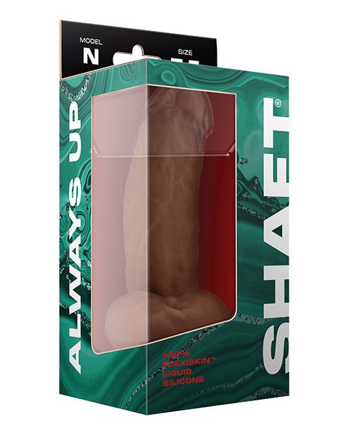 Shaft Model N Flexskin Liquid Silicone 7.5" Side Curve Dong W/balls - Oak