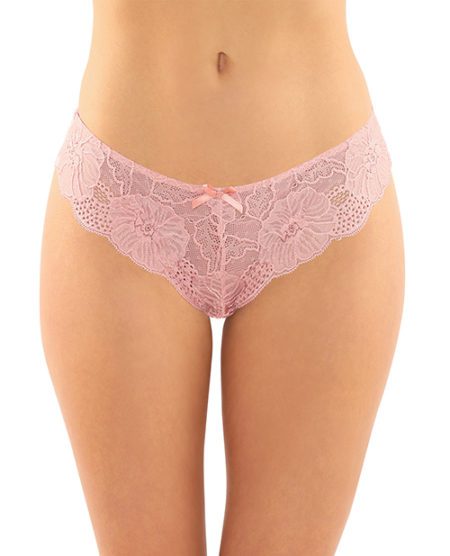 Poppy Crotchless Floral Lace Panty Pink L/xl | XXXToyz-R-Us.com