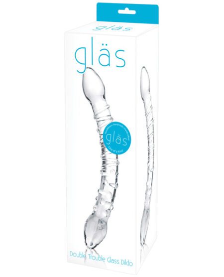 Glas Double Trouble Glass Dildo - Clear | XXXToyz-R-Us.com