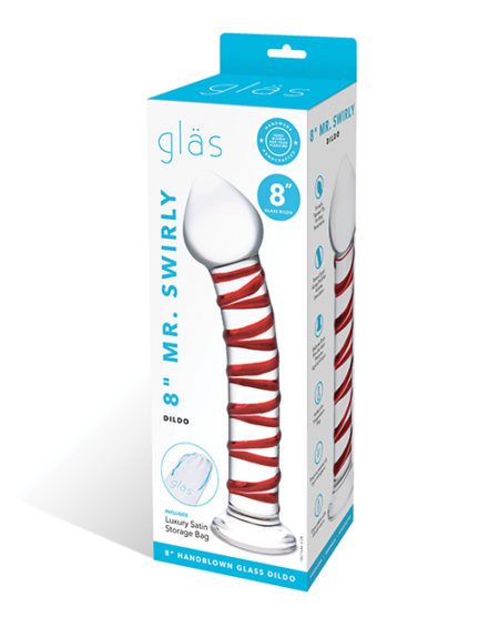Glas 8" Mr. Swirly Glass Dildo - Red | XXXToyz-R-Us.com