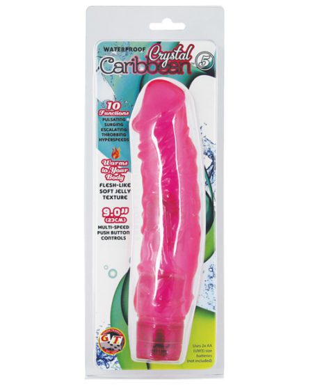 Crystal Caribbean Jelly Vibe #5 Waterproof - 10 Function Pink | XXXToyz-R-Us.com