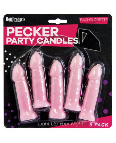 Bachelorette Party Pecker Party Candles - Pink Pack Of 5 | XXXToyz-R-Us.com