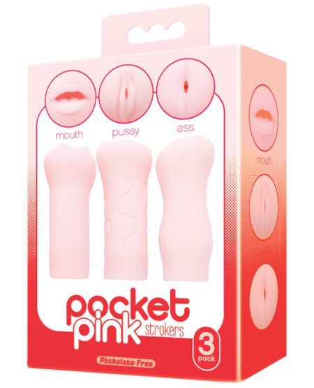 Icon Brands Pocket Pink Strokers - 3- Pack | XXXToyz-R-Us.com