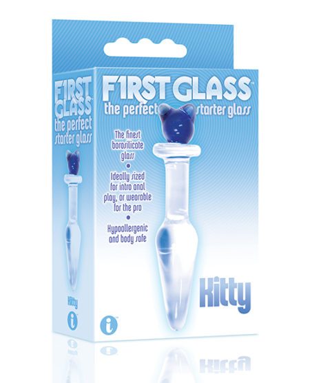 The 9's First Glass Kitty Love Glass Butt Plug - Blue