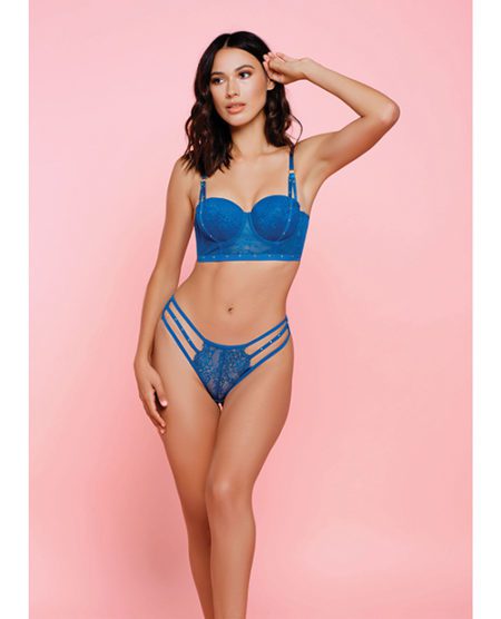 Anastasia Lace Bra & Thong Blue Sm