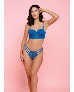Anastasia Lace Bra & Thong Blue Xl