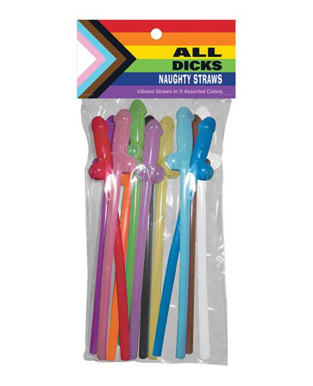 All Dicks Naughty Straws - Asst. Colors Pack Of 11 | XXXToyz-R-Us.com