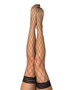 Kix'ies Michelle Large Fishnet Thigh High Black C