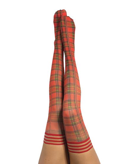 Kix'ies Grace Plaid Thigh Highs Red A