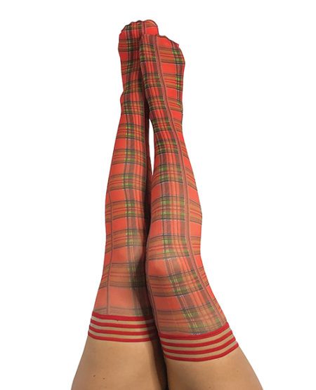 Kix'ies Grace Plaid Thigh Highs Red C