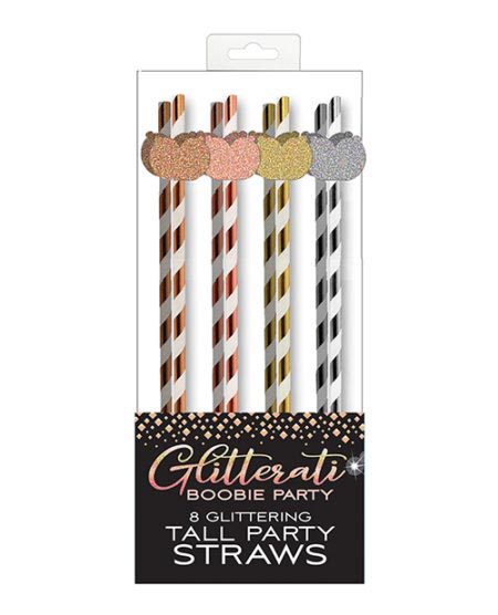 Glitterati Boobie Party Tall Straws - Pack Of 8 | XXXToyz-R-Us.com