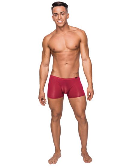 Seamless Sleek Short W/sheer Pouch Red Sm | XXXToyz-R-Us.com