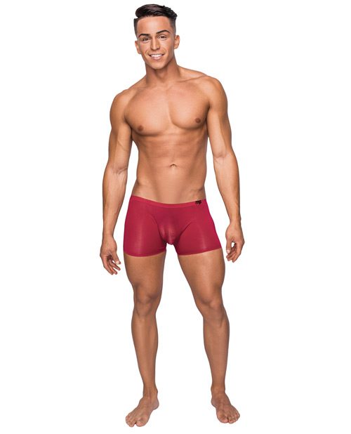 Seamless Sleek Short W/sheer Pouch Red Xl