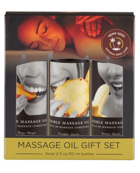 Earthly Body Edible Massage Oil Gift Set - 2 Oz Banana, Mango & Pineapple | XXXToyz-R-Us.com