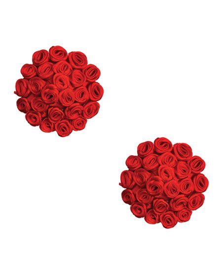 Neva Nude Burlesque First Impression Roses Reusable Silicone Pasties - Red O/s