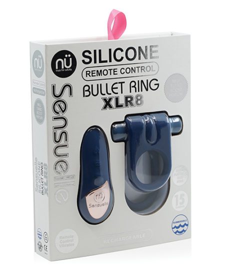 Nu Sensuelle Silicone Remote Control Xlr8 Turbo Boost Bullet Ring - Navy