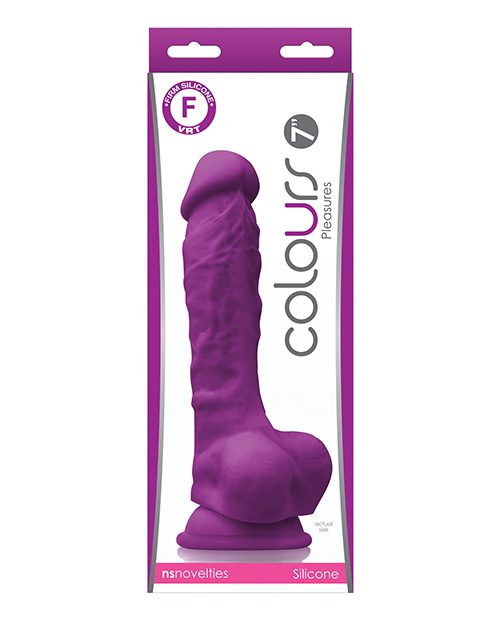 Colours Pleasures 7" Dong W/balls & Suction Cup - Purple