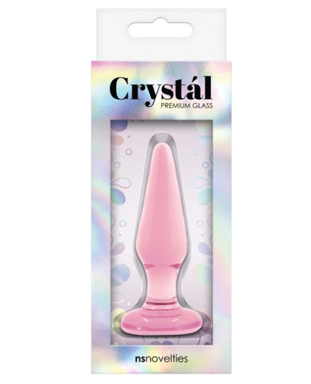 Crystal Glass Tapered Butt Plug Small - Pink