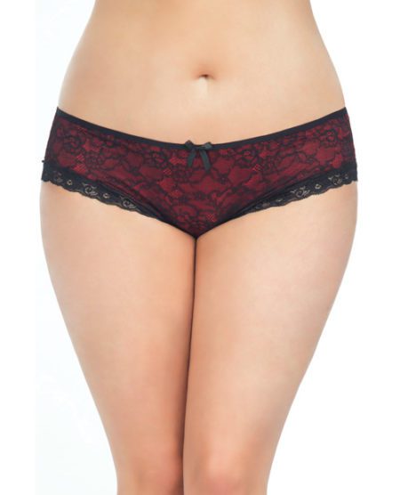 Cage Back Lace Panty Black/red 3x/4x