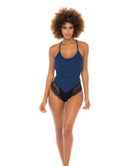 Claribel Ribbed Jersey Romper Estate Blue/black L/xl