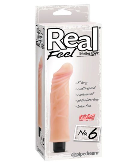 Real Feel No. 6 Long 8" Vibe Waterproof - Mutli-speed Flesh | XXXToyz-R-Us.com