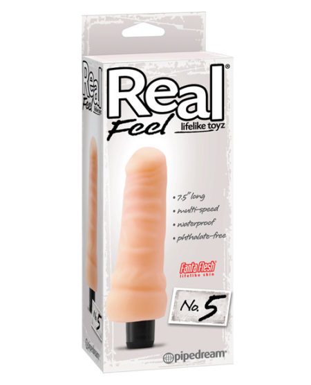 Real Feel No. 5 Long 7.5" Vibe Waterproof - Mutli-speed Flesh | XXXToyz-R-Us.com