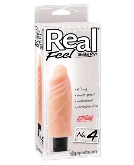 Real Feel No. 4 Long 6" Vibe Waterproof - Mutli-speed Flesh | XXXToyz-R-Us.com