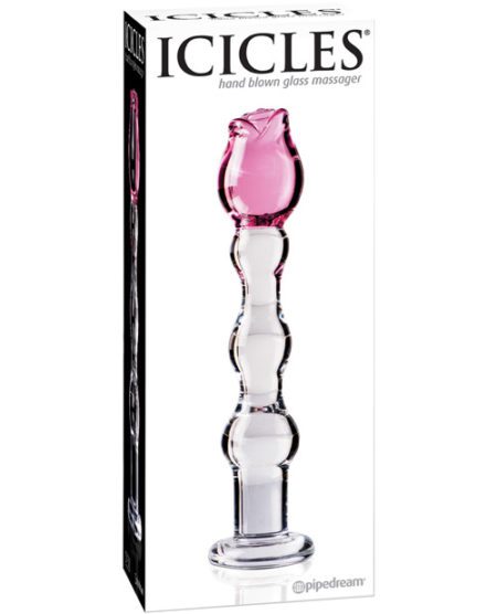 Icicles No. 12 Hand Blown Glass Massager - Clear W/rose Tip | XXXToyz-R-Us.com