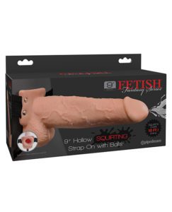 Fetish Fantasy Series 9" Hollow Squirting Strap On W/balls - Flesh