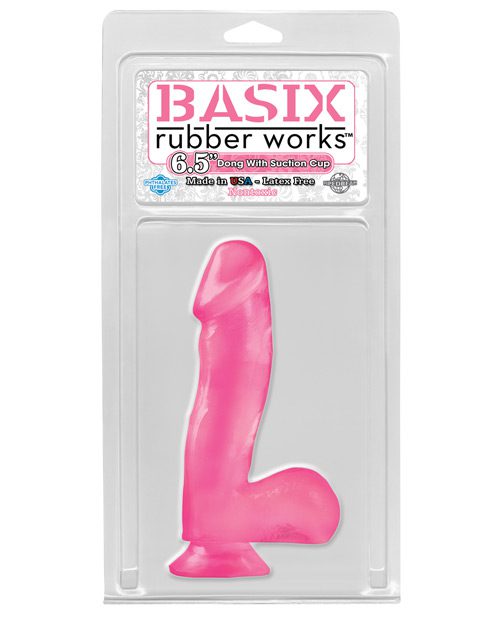 Basix Rubber Works 6.5" Dong W/suction Cup - Pink