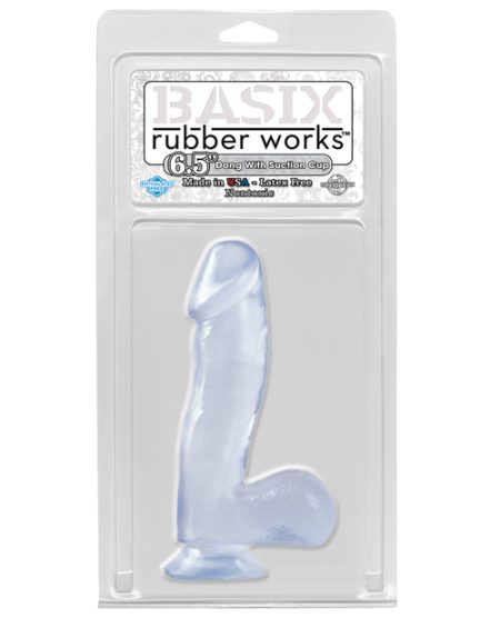 Basix Rubber Works 6.5" Dong W/suction Cup - Clear