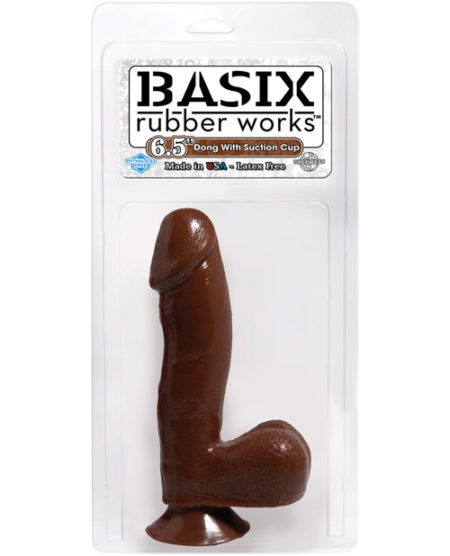 Basix Rubber Works 6.5" Dong W/suction Cup - Brown