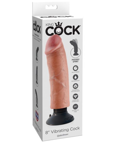 King Cock 8" Vibrating Cock - Flesh | XXXToyz-R-Us.com