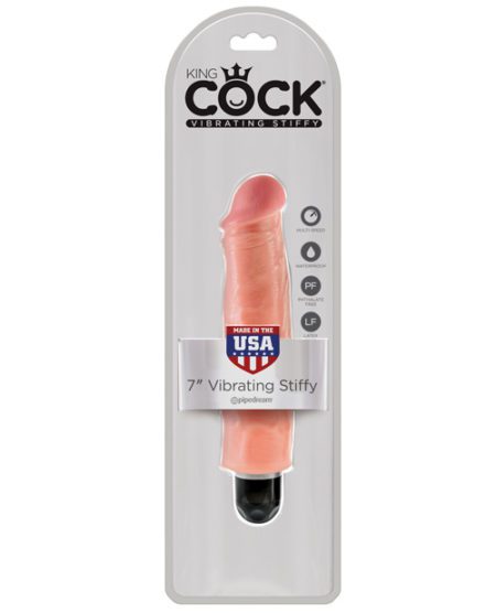 King Cock 7" Vibrating Stiffy - Flesh | XXXToyz-R-Us.com