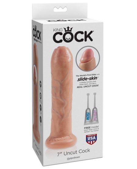 King Cock 7" Uncut Dildo - Flesh