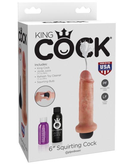 King Cock 6" Squirting Cock - Flesh | XXXToyz-R-Us.com