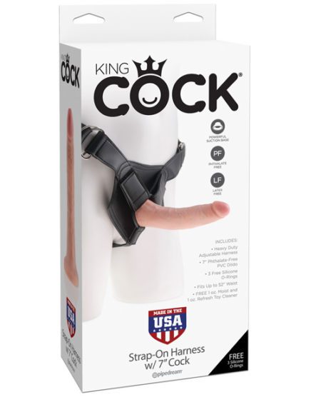 King Cock Strap On Harness W/7" Cock - Flesh | XXXToyz-R-Us.com