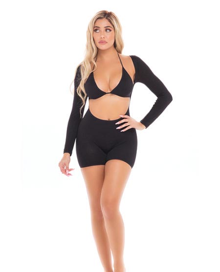 Pink Lipstick Knock Out 2 Pc Play Suit Black O/s