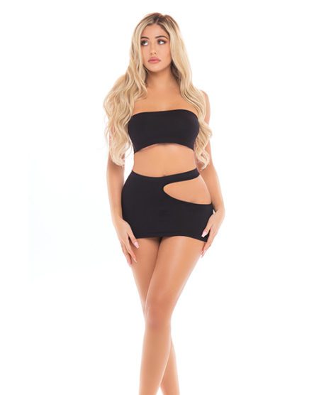 Pink Lipstick Femme Seamless Bandeau & Skirt Black O/s | XXXToyz-R-Us.com