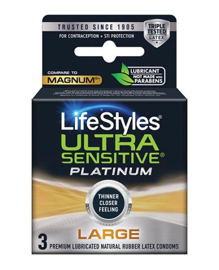 Lifestyles Ultra Sensitive Platinum Large Condom - Pack Of 3 | XXXToyz-R-Us.com